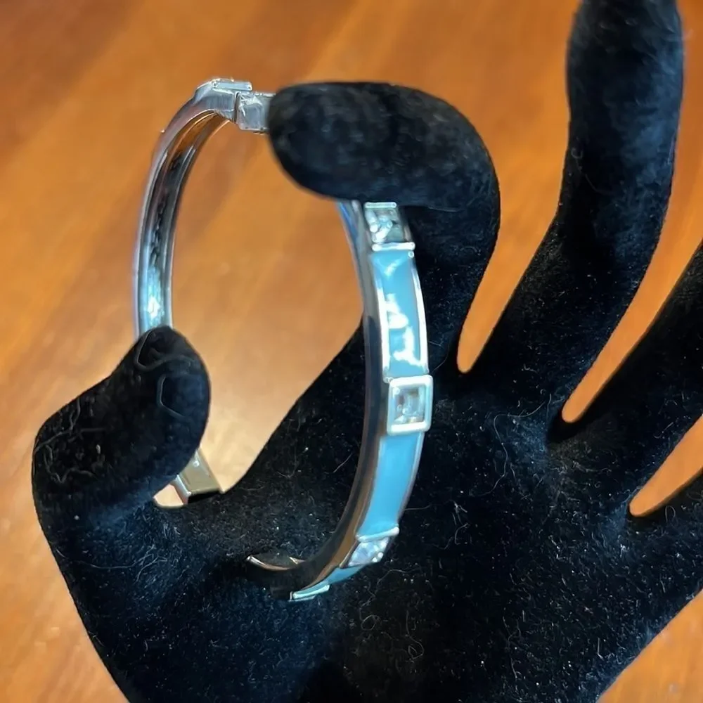 Bundle Sale 3 for $15 | Baby Blue Enamel |  Rhinestone Hinge Bracelet